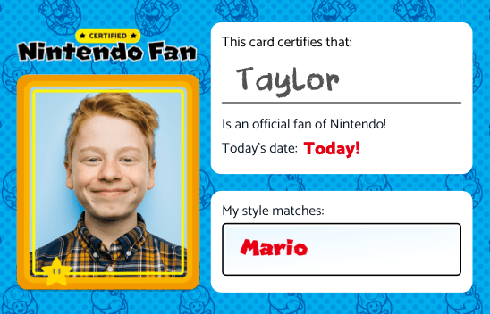 & Nintendo Fan Card Creator - Play Nintendo