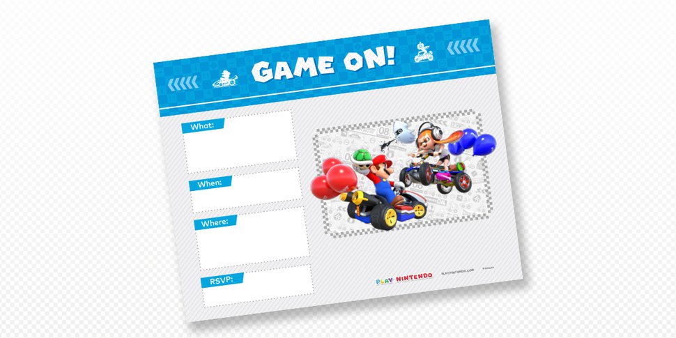 Mario Kart Printable Party Invitations Play Nintendo 