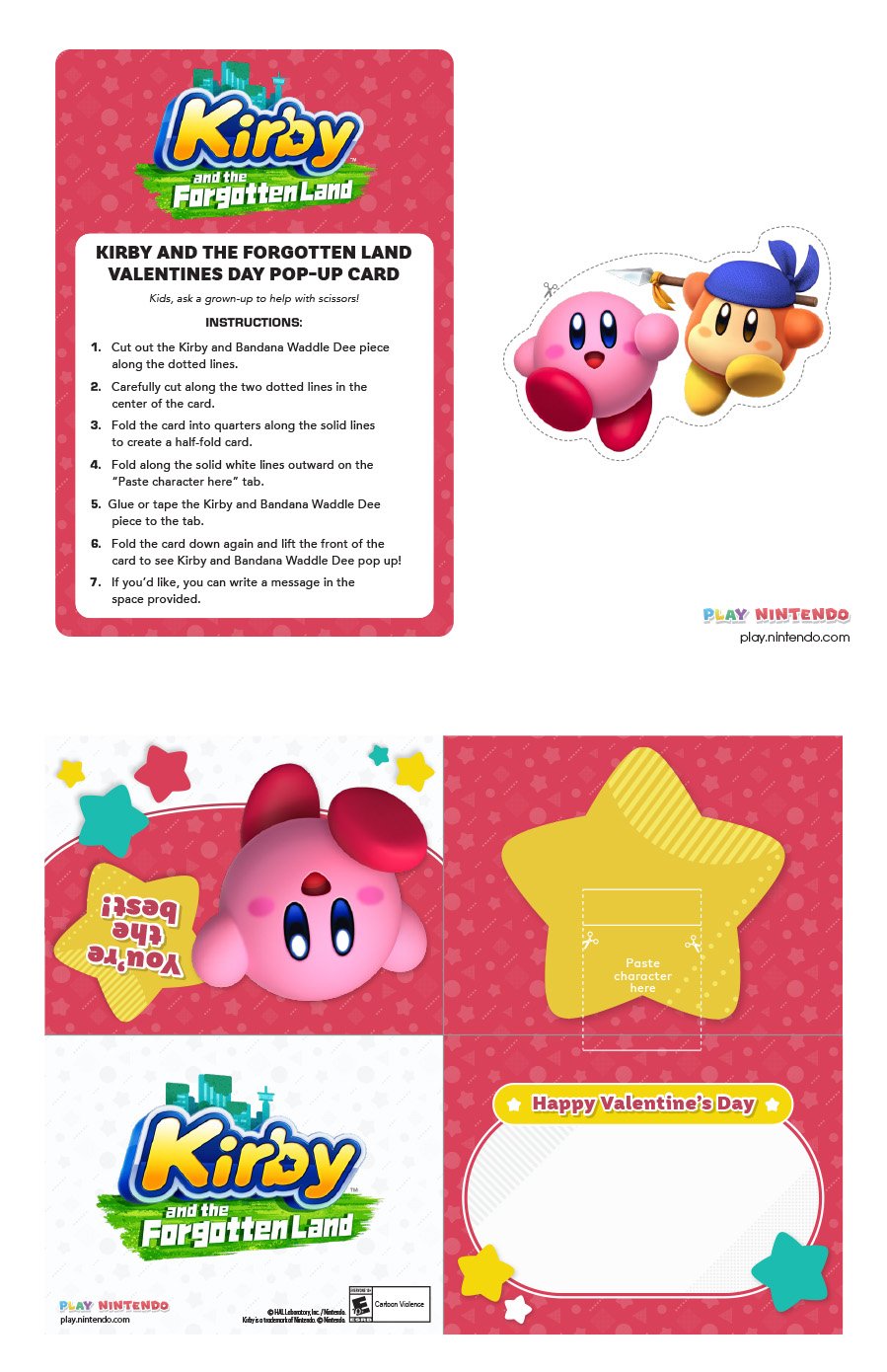 Kirby and the Forgotten Land Valentines Day Pop-Up Card