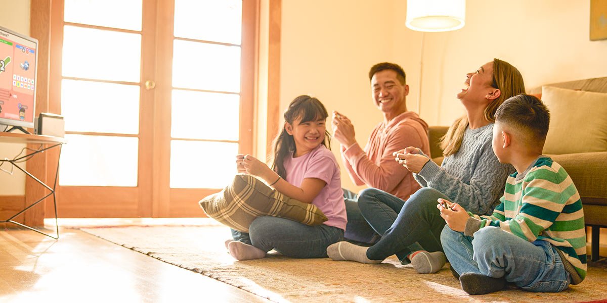 family playing nintendo switch