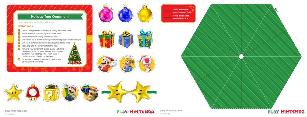 motivet Tordenvejr panel DIY Paper Craft Holiday Tree Ornament - Play Nintendo.